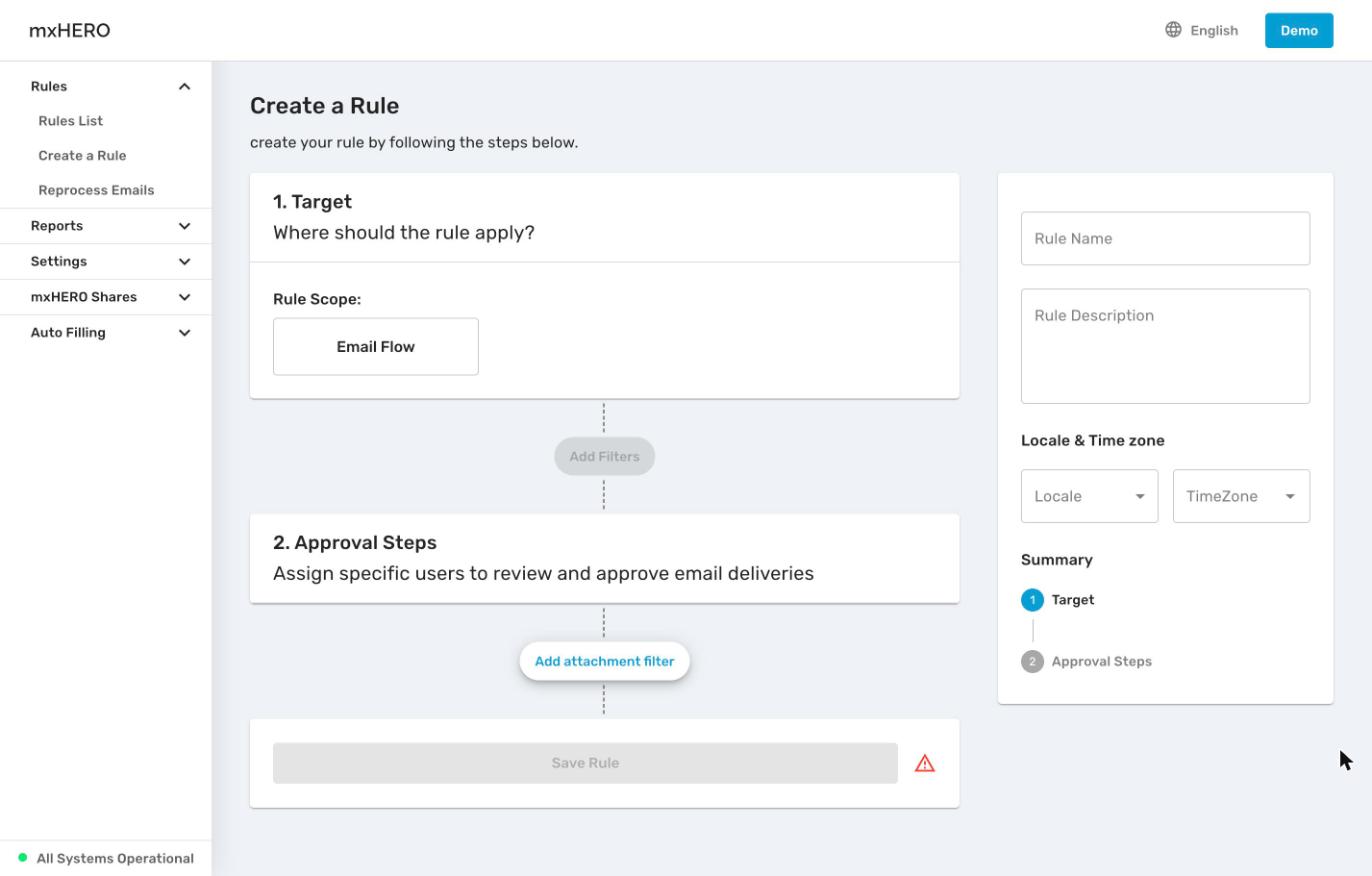 The Request Approval wizard with 1. Target and 2. Approval Steps