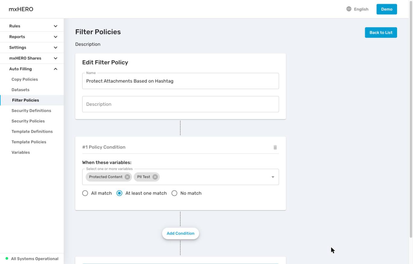 Edit Filter Policy with two variables and At least one match