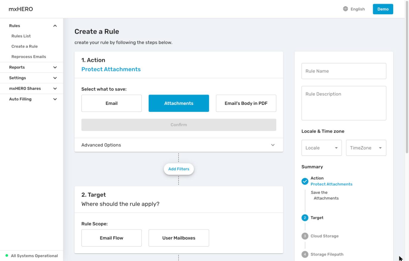 Rule Scope buttons Email Flow and User Mailboxes
