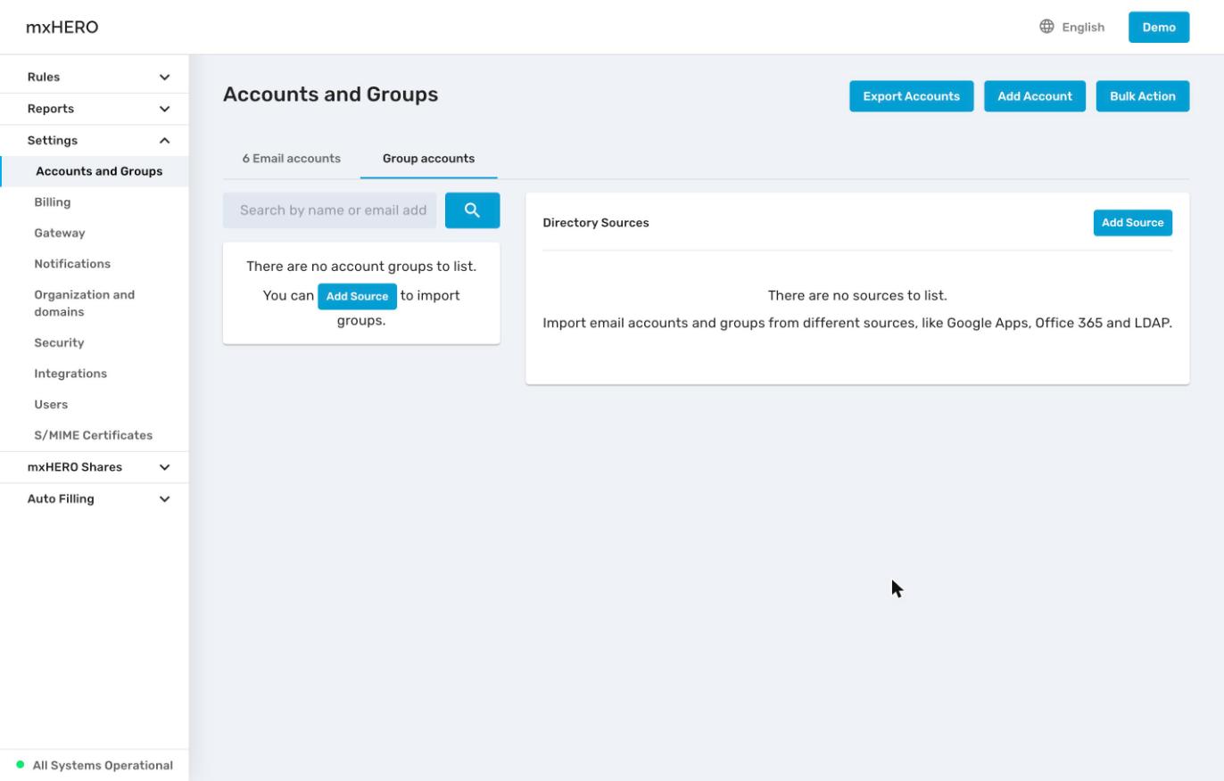 Group accounts tab