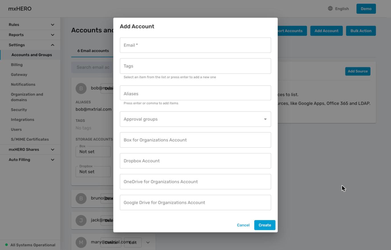 Add Account dialog