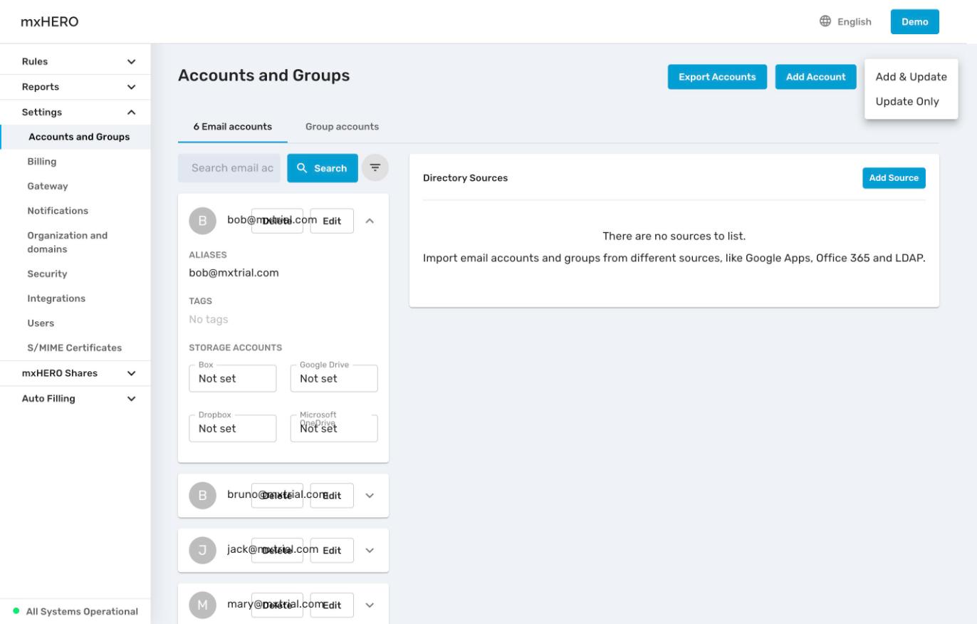 Bulk Action menu with Add & Update and Update Only