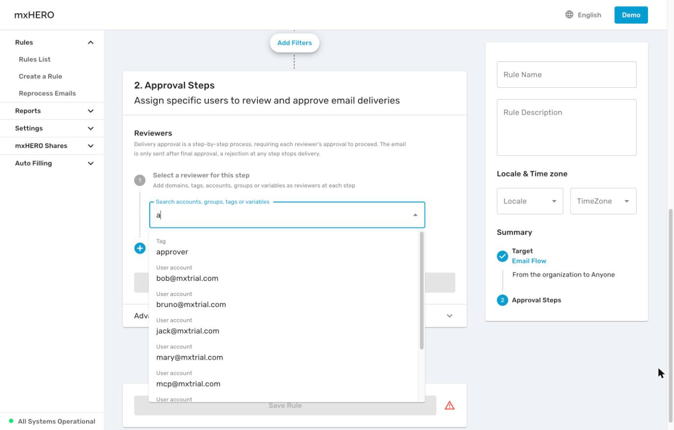 Reviewer search showing Tag and User account results