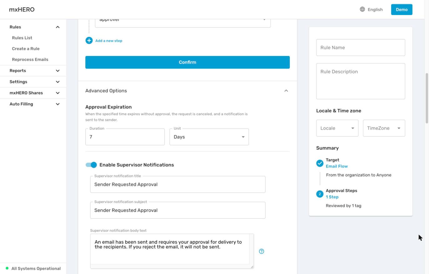 Approval Expiration and Supervisor Notifications in Advanced Options