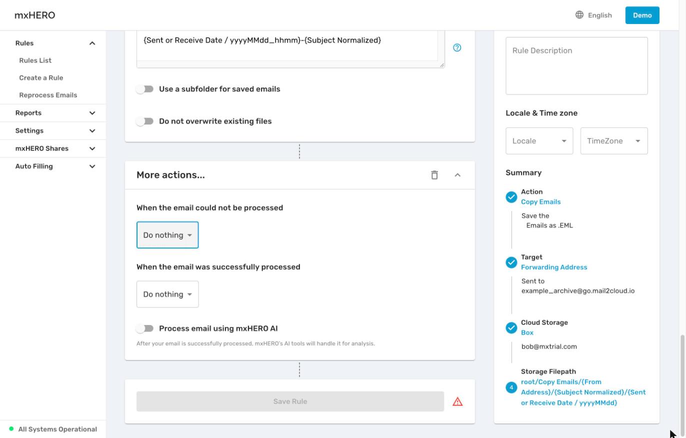 Copy Emails More actions panel