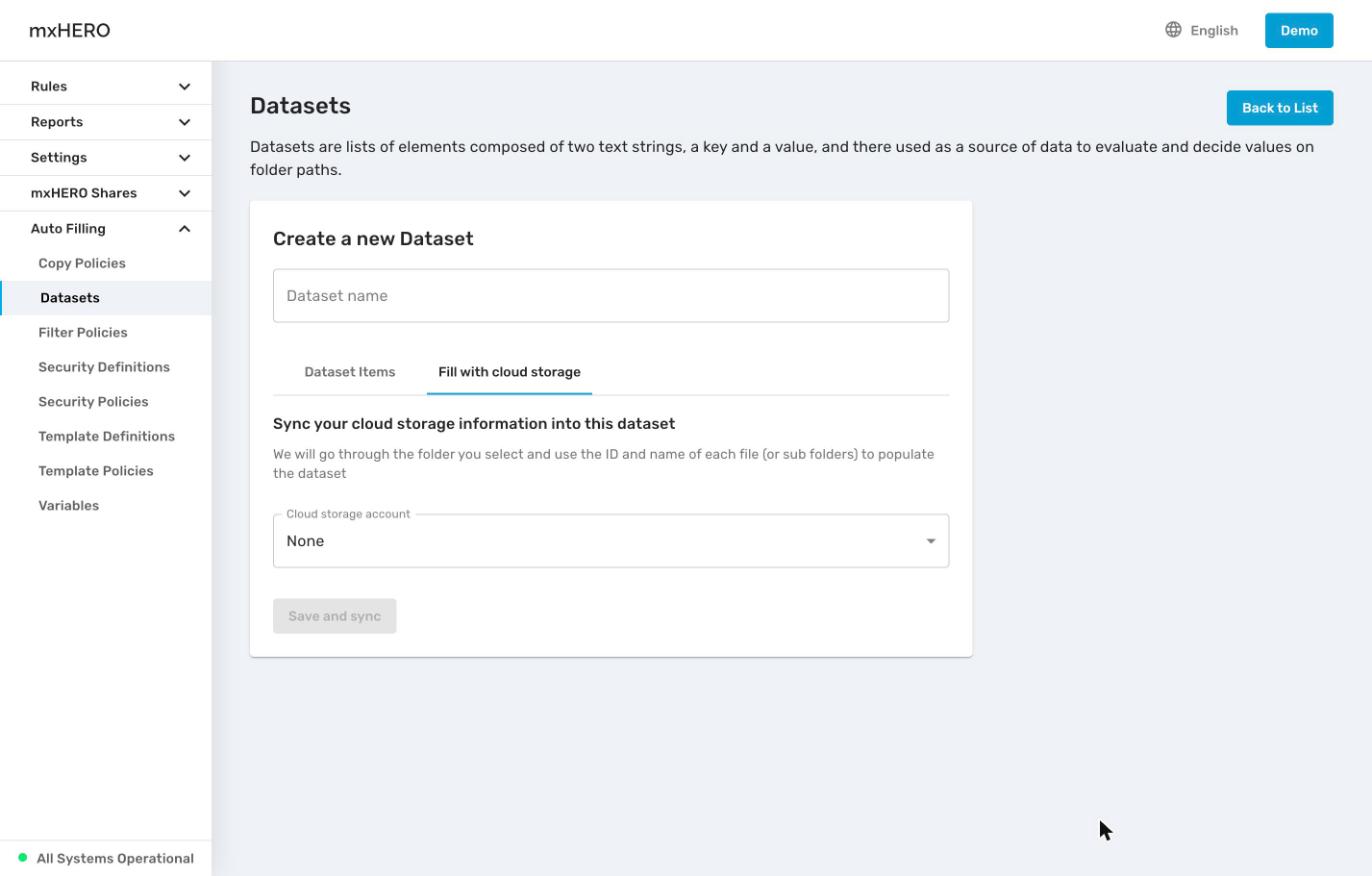 Fill with cloud storage tab with the Cloud storage account select and Save and sync button