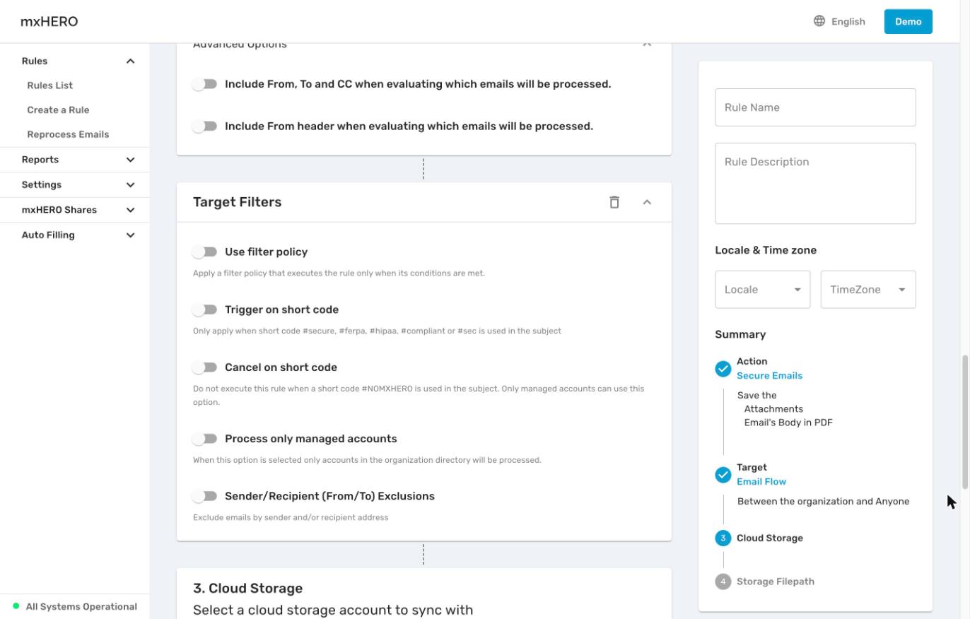 Target Filters for Secure Emails with the short-code options